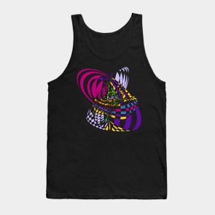 Algorithmic Art Pendulum | Harmonic Motion Pattern Checkered Neon Pink Yellow Purple Black Tank Top